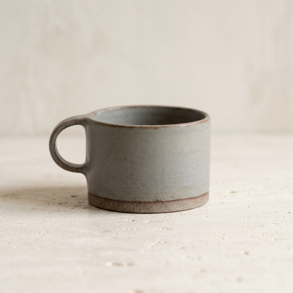 Wabi-Sabi Ceramic Cup – Handcrafted Stoneware, 7.5cm H × 8.5cm Ø