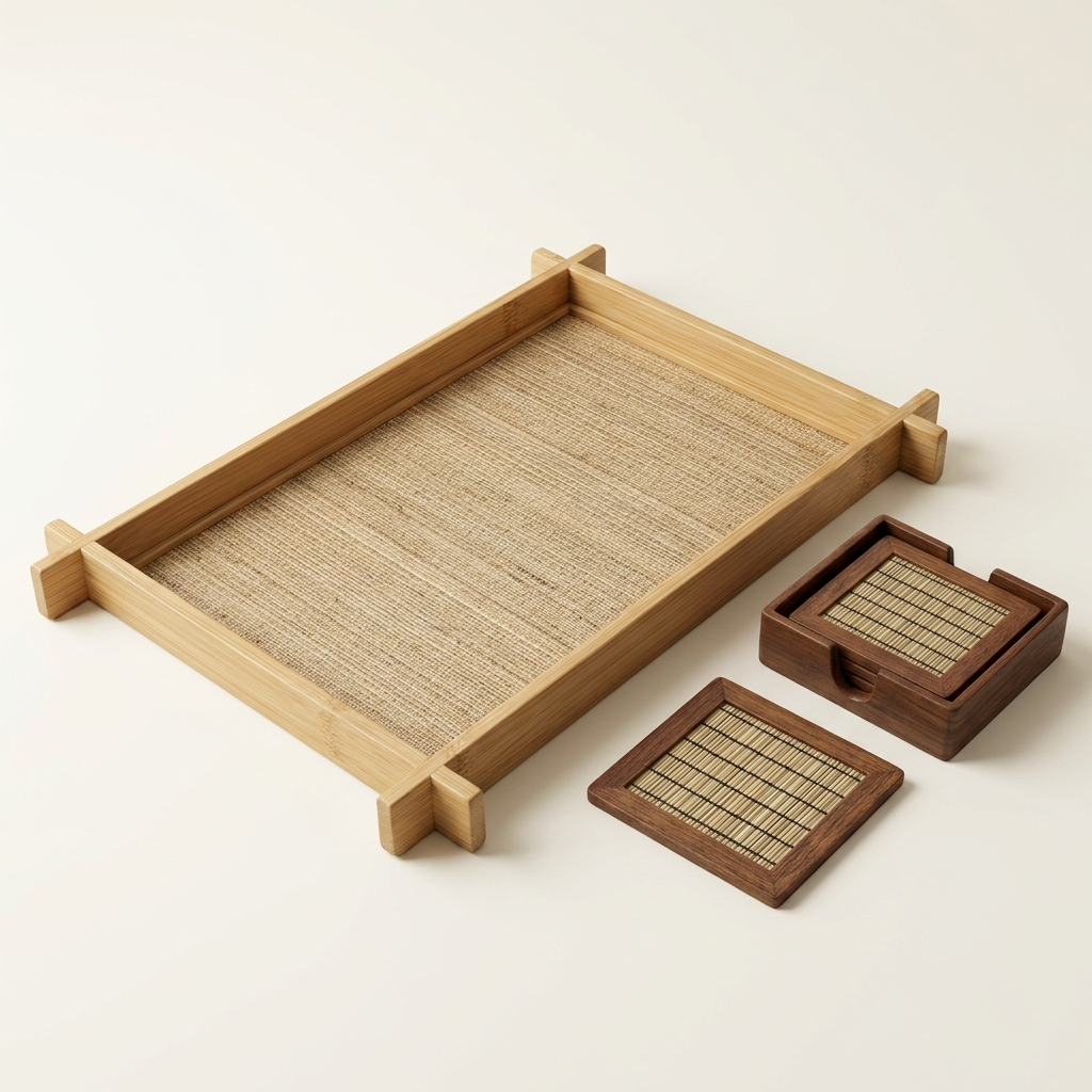 Handwoven Mendong Coaster Set of 4 – 11 × 11 cm
