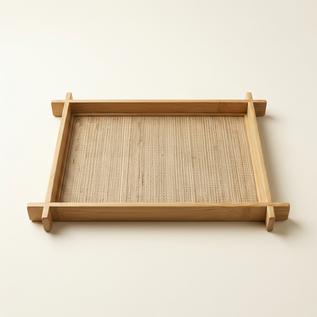 Mendong Serving Tray — Woven Bamboo & Natural Fibre, 38 × 26 cm